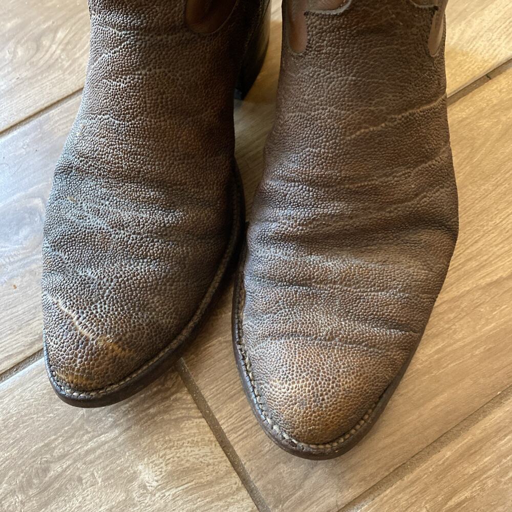 VTG Justin Cowboy Boots 9 D Brown Elephant Print USA Made Rockabilly Western - Picture 8 of 9
